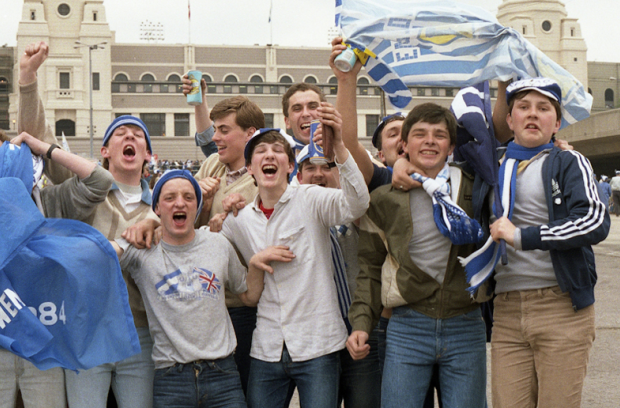 Everton fans in front of Wembley's twin towers - In their 40s now! Everton fans in front of Wembley's twin towers - In their 40s now!